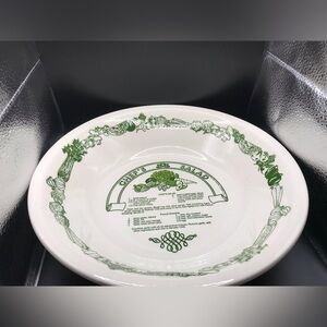 Vintage Royal China 1980's Garden Classics Chef's Salad Recipe & Serving Bowl